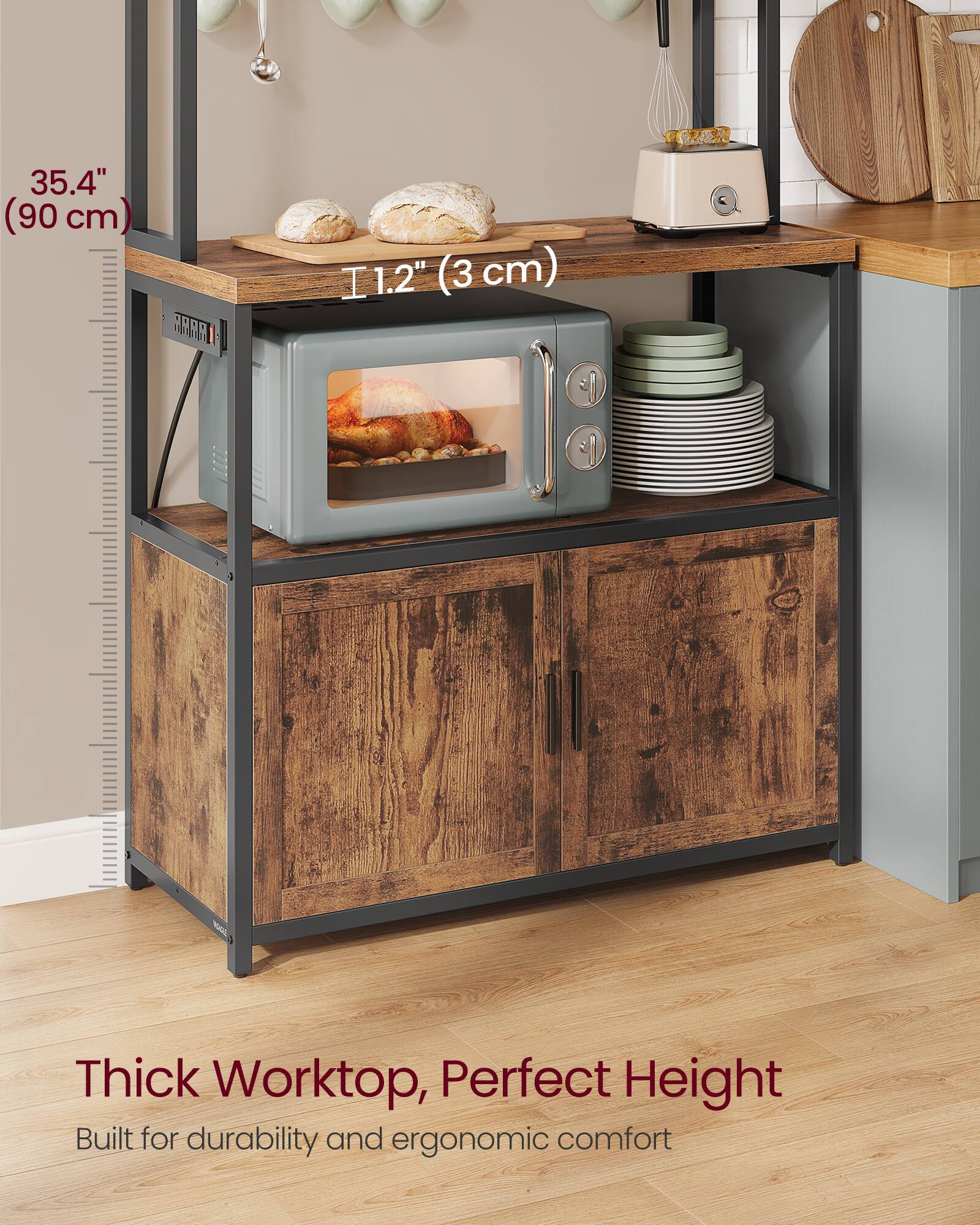 35.4" (90 cm) | 1.2" (3 cm)  
Thick Worktop, Perfect Height  
Built for durability and ergonomic comfort