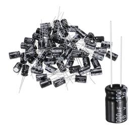 Unique Bargains - 60pcs 1000uF 10V 8x12mm 105C Radial Aluminum Electrolytic Capacitor for TVs LCD Monitor VCD - Black