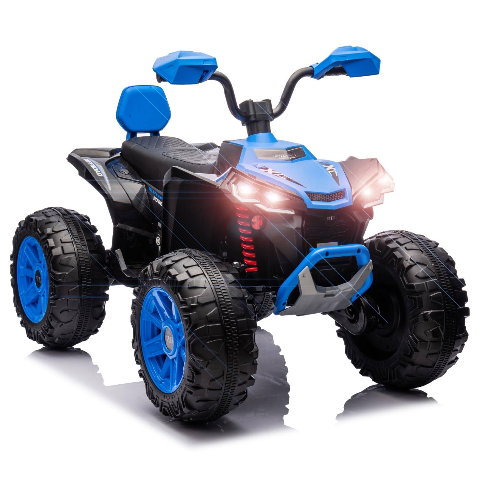 GARVEE - 24V Kids 2-Seater Electric ATV with Powerful Dual 550W Motors, Off-Road 4 Wheeler, Music Player & 110 lbs Capacity - Blue