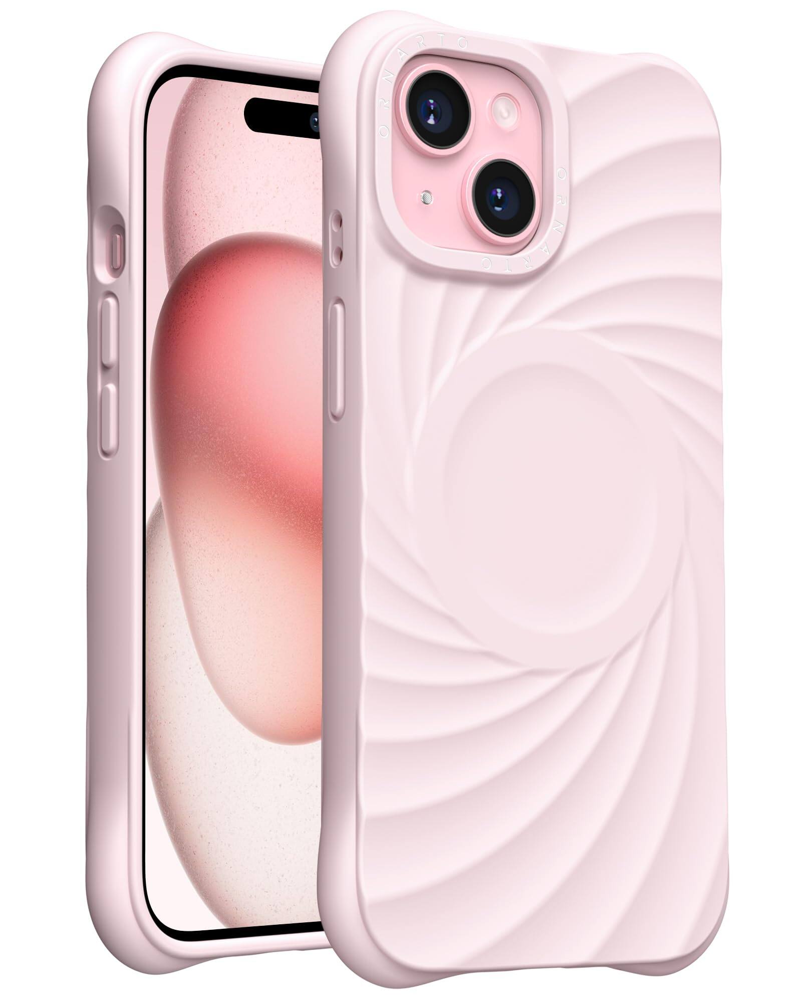 Ornarto - Vortuxe for Liquid Silicone iPhone 15 Case 6.1", Drop Protection, Compatible with MagSafe - Pink Quartz
