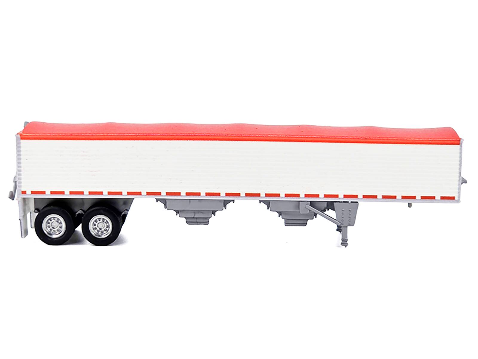 Alt View 2. HO Logistics Replicas - Covered Grain Trailer White with Red Tarp 1/87 (HO) Scale Plastic Model Car by HO Logistics.