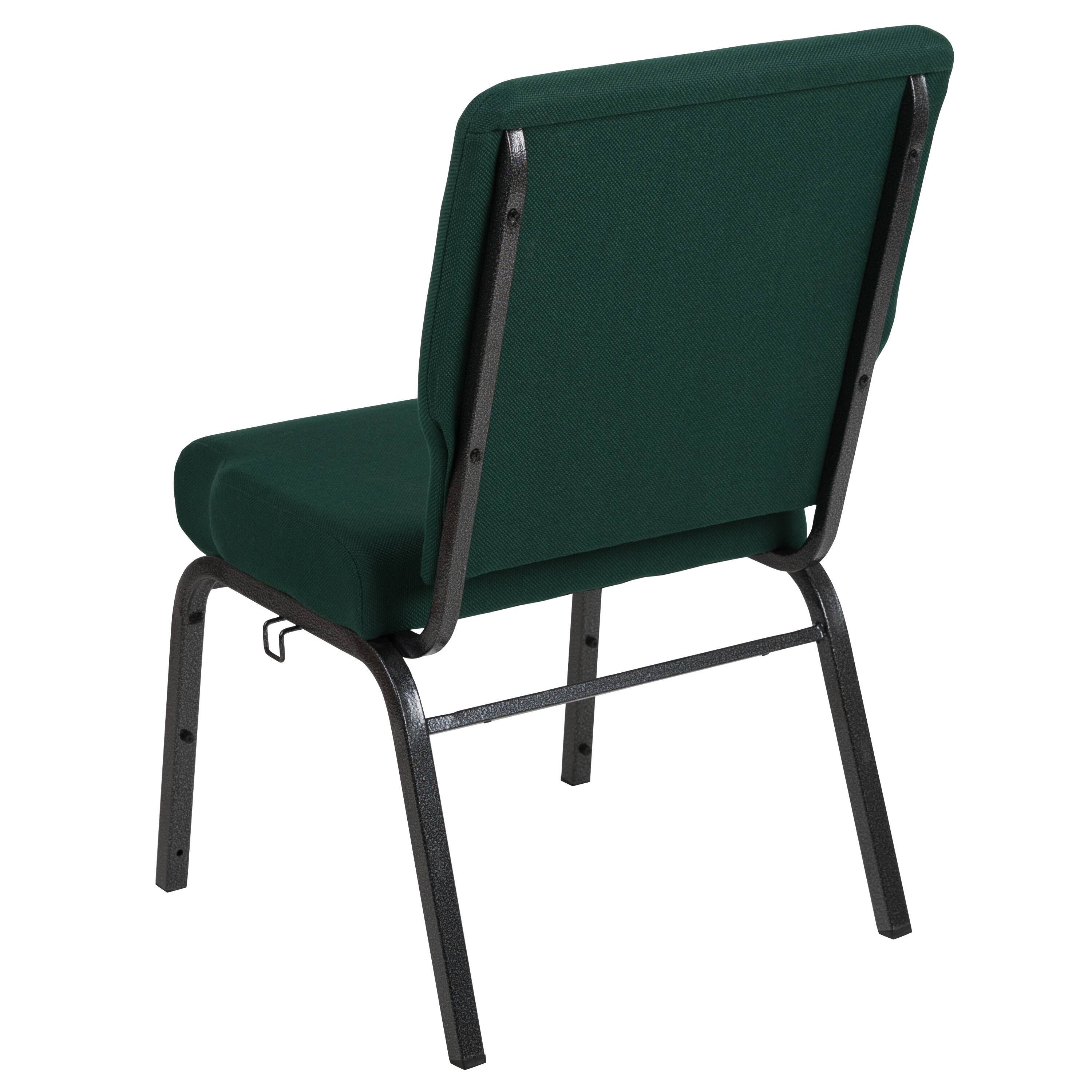 Alt View 4. Emma + Oliver - 20.5 in. Molded Foam Church Chair - Hunter Green Fabric/Silver Vein Frame.