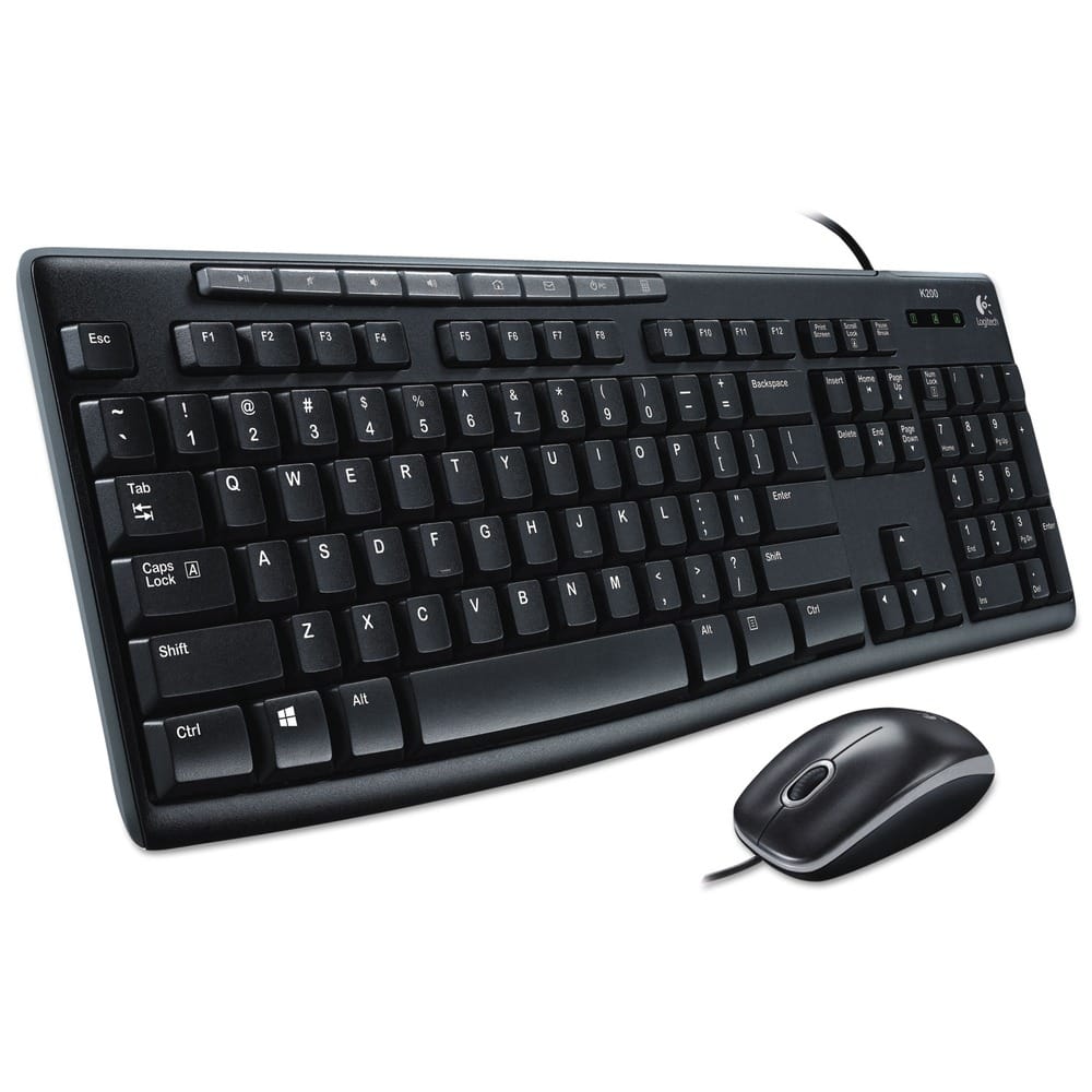 Logitech - 920-002714 MK200 USB 2.0 Wired Media Combo - Black