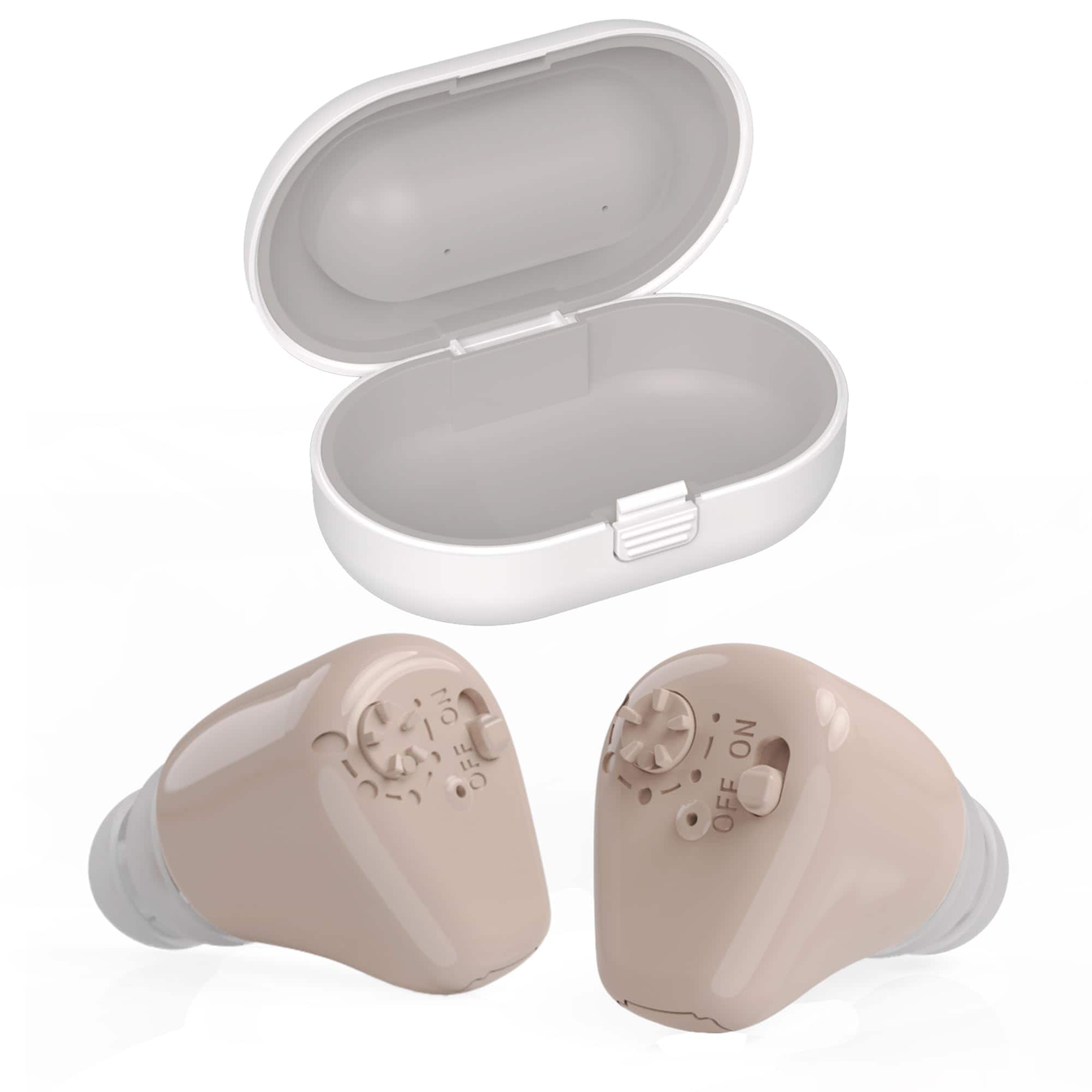 MEDca - Digital Hearing Amplifiers - (Set of 2) Mini ITE In-the-Ear Rechargeable Personal Sound Amplifier - Beige
