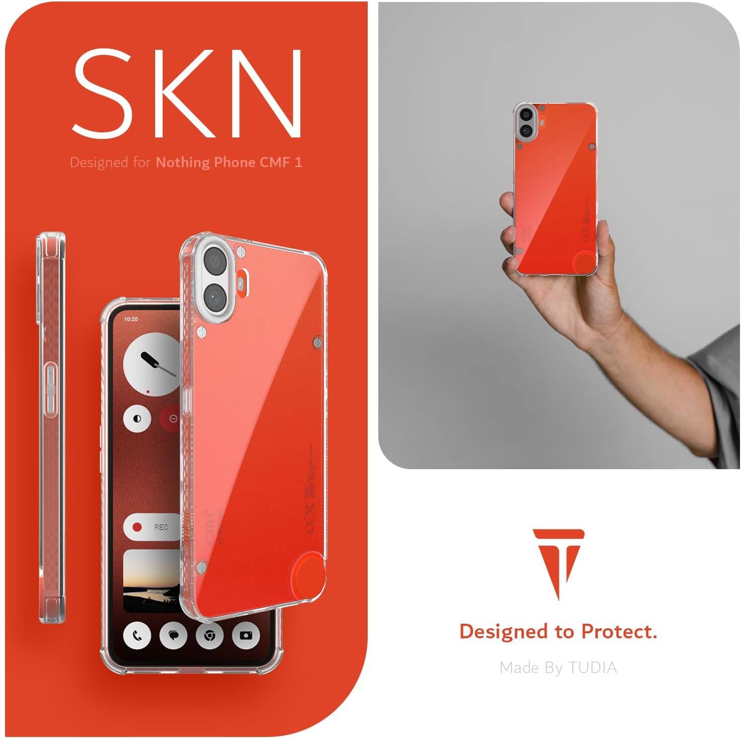 SKN  
Designed for Nothing Phone CMF 1  

10:20 REC  

Designed to Protect.  
Made By TUDIA