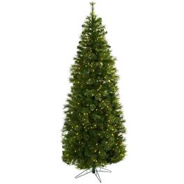 BreeBe - 7.5' Cashmere Slim Christmas Tree w/864 Tips & 400 Lights - Green