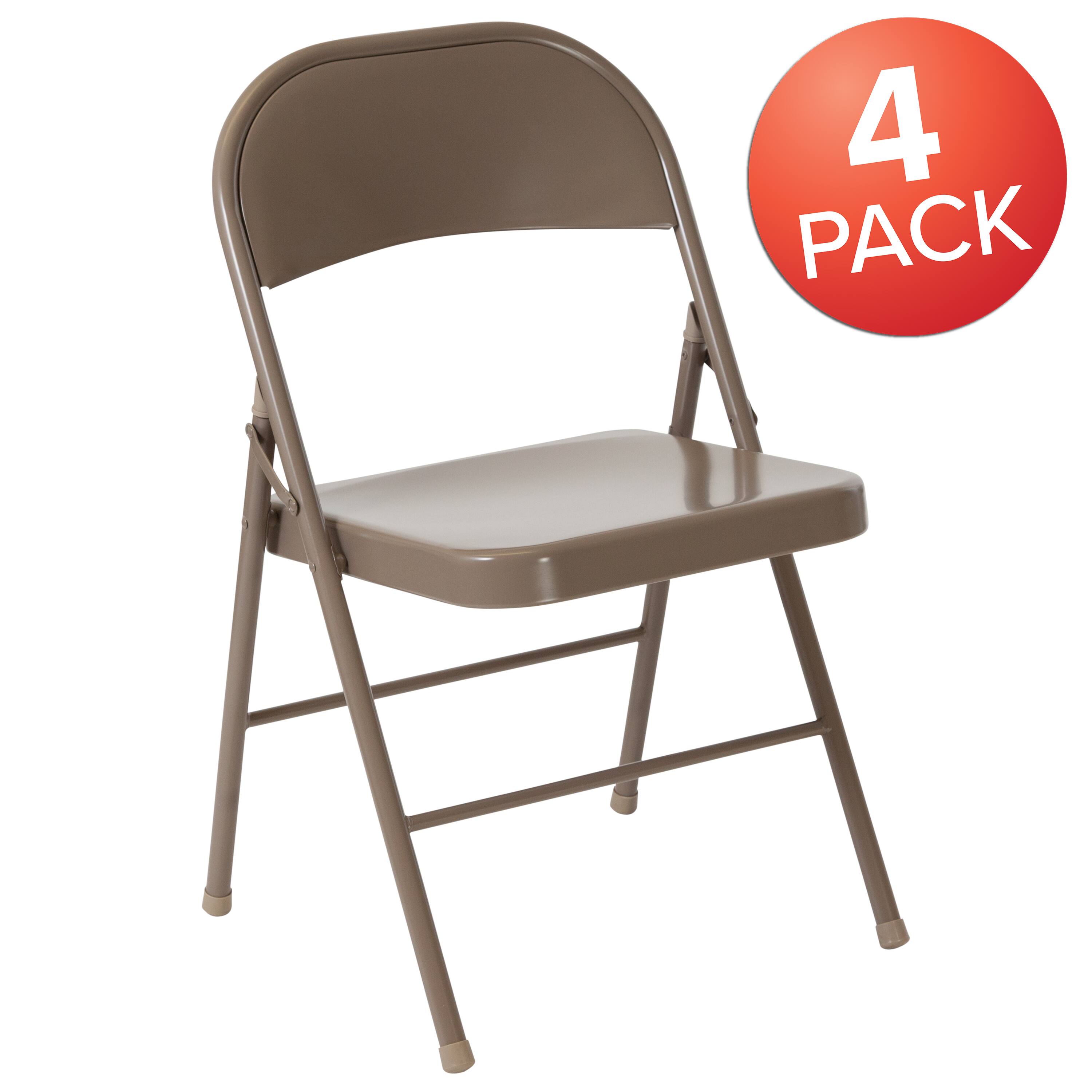Alt View 1. Emma + Oliver - 4 Pack Double Braced Commercial Party Events Steel Metal Folding Chair - Beige.