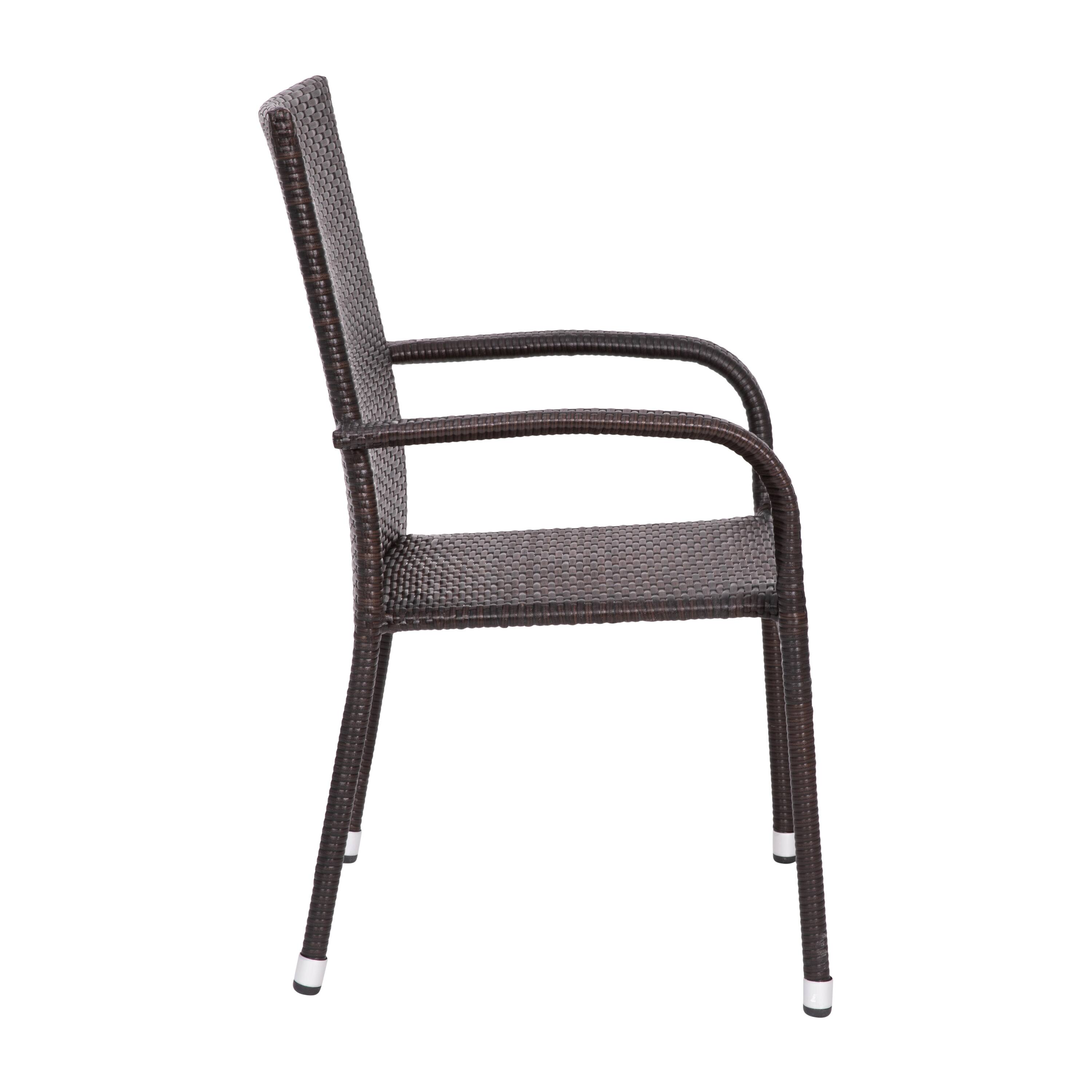 Alt View 9. Emma + Oliver - Sala Stacking All-Weather Wicker Wrapped Powder Coated Steel Patio Club Chairs for Indoor and Outdoor Use - Espresso.