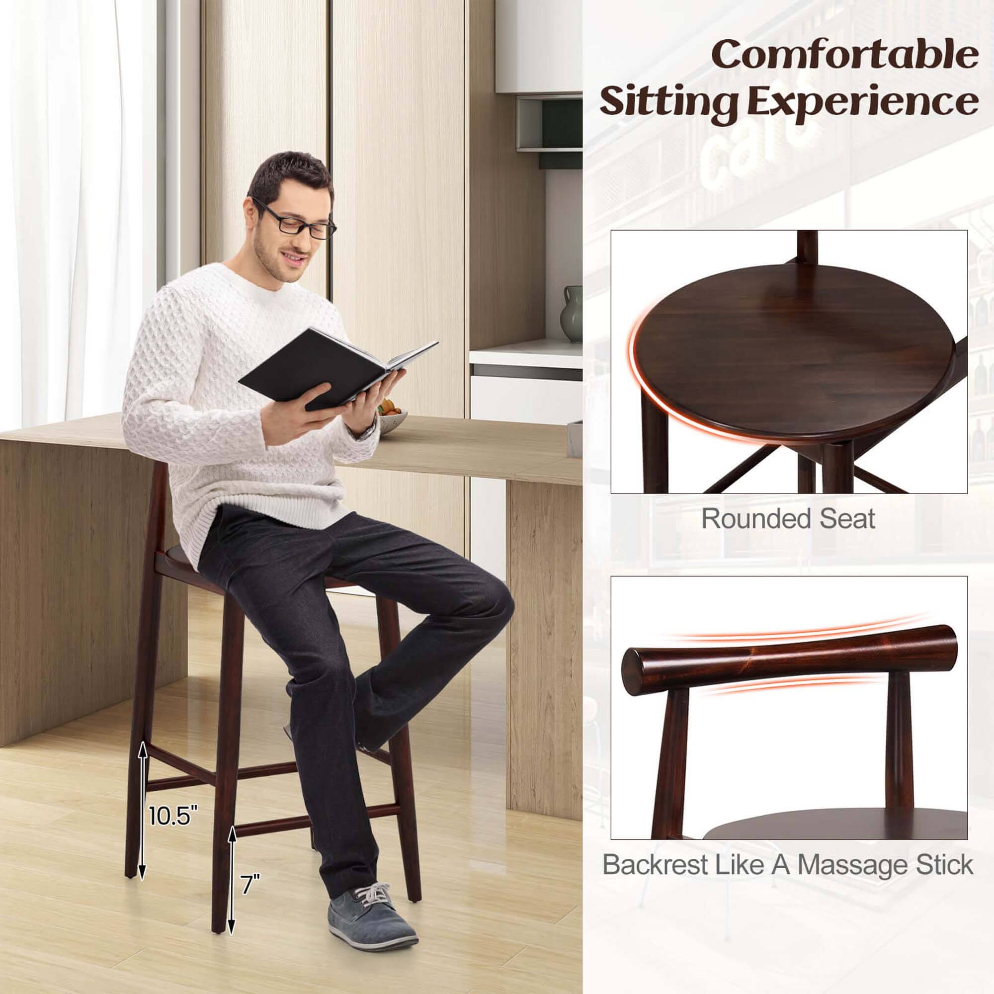 Comfortable Sitting Experience with a rounded seat that is 10.5" tall and 7" wide, featuring a backrest like a massage stick.