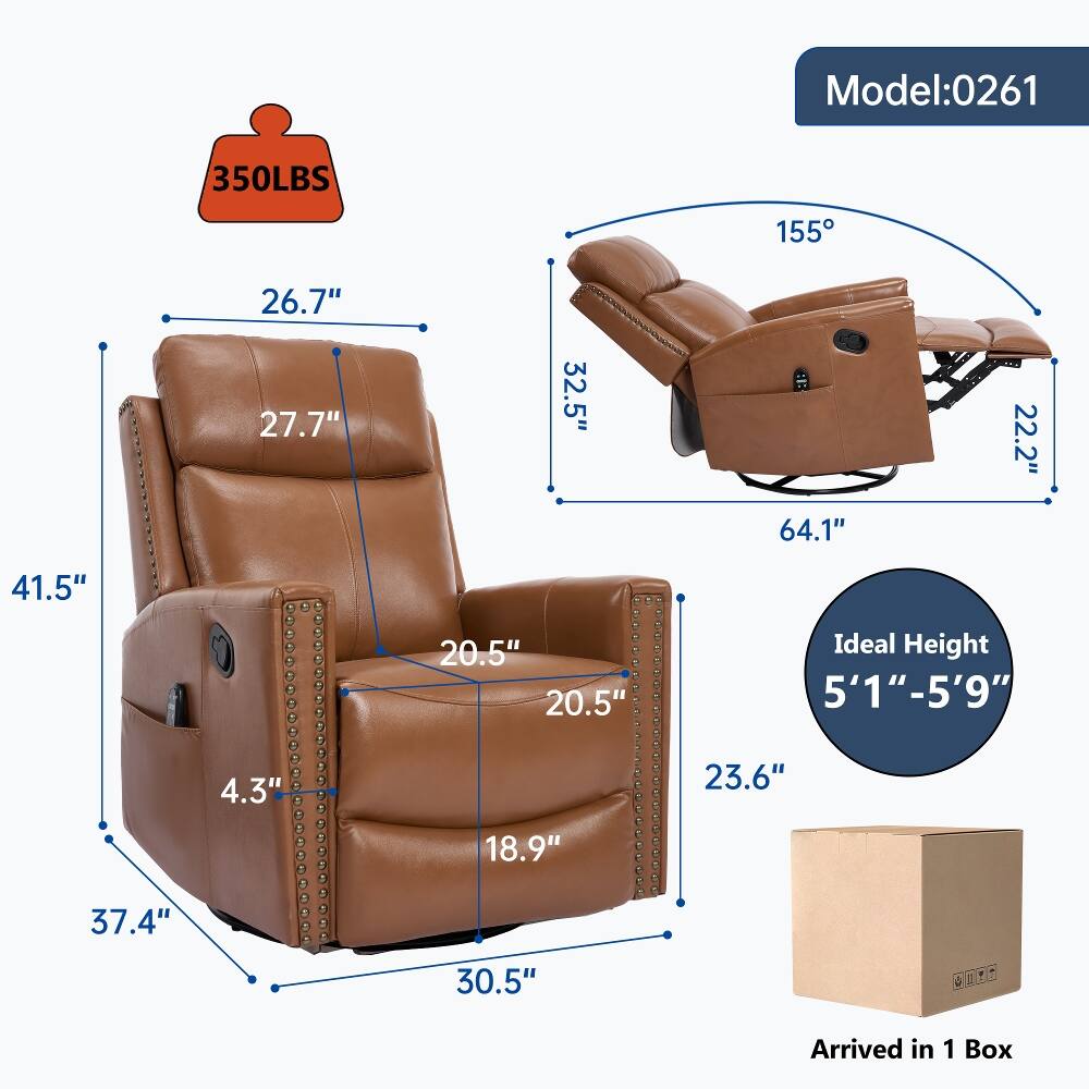 Model: 0261  
350LBS  
155°  
26.7"  
27.7"  
32.5"  
64.1"  
22.2"  
41.5"  
20.5"  
20.5"  
Ideal Height 5'1"-5'9"  
4.3"  
23.6"  
18.9"  
37.4"  
30.5"  
Arrived in 1 Box