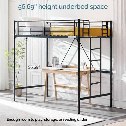 56.69" height underbed space

Enough room to play, storage, or reading under
