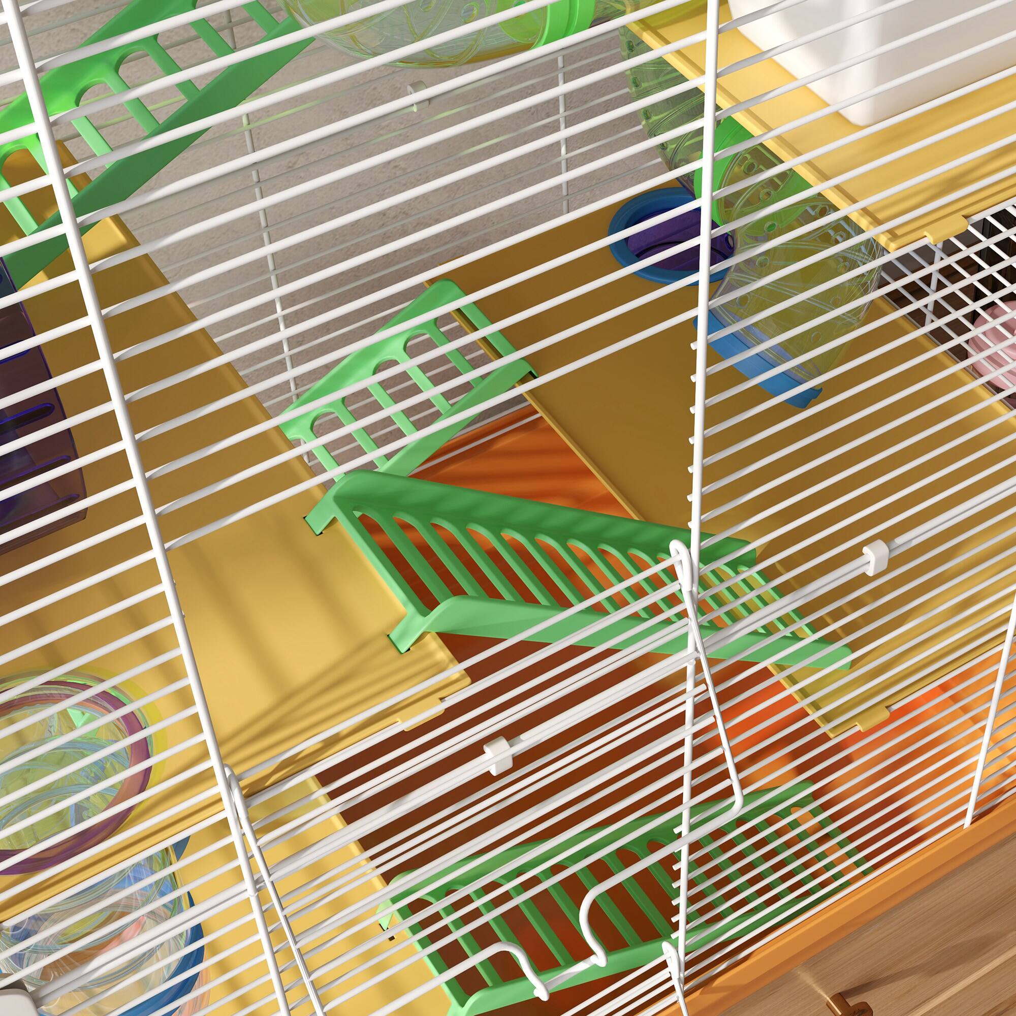 Alt View 7. Pawhut - Tiers Hamster Cage Portable Animal Travel Carrier w/ Exercise Wheels Tube.