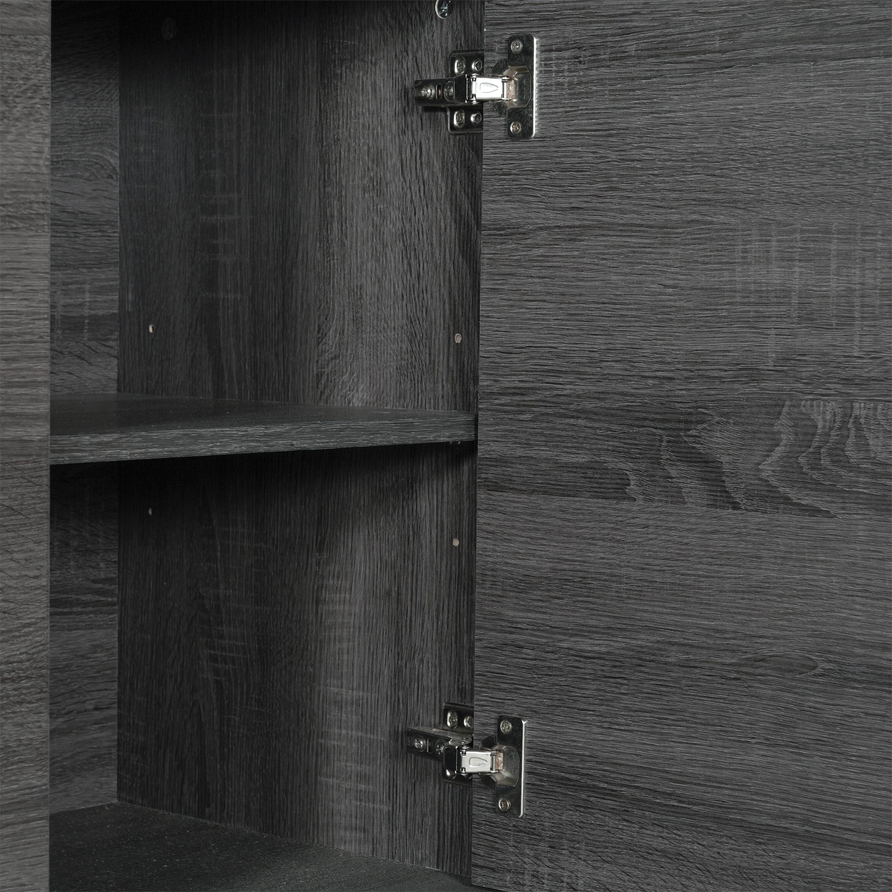 Alt View 8. Emma + Oliver - Mid-Century Modern Buffet/TV Stand with Soft Close Doors & Shelving - Black Wash.