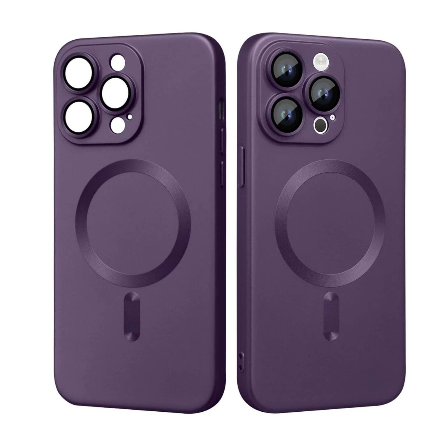 Angle. Stock Preferred - Soft Shockproof MagSafe Case  with Camera Lens Protector for iPhone 16 Pro Purple - Purple.