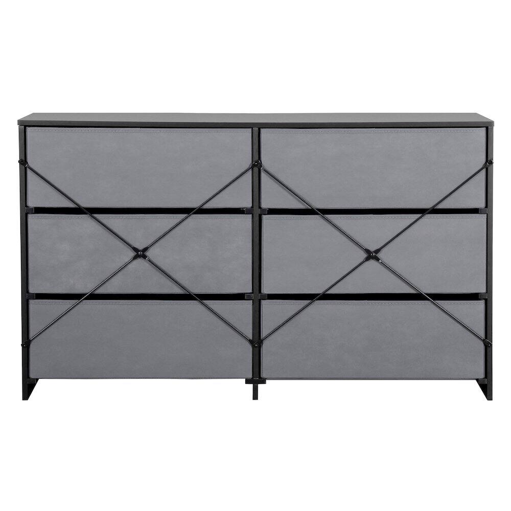 Alt View 3. Techni Home - 6-Drawer Dresser with Large Fabric Drawers, Black - Black.
