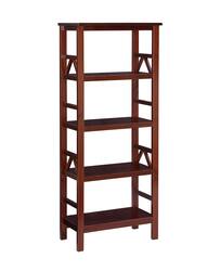 Linon Home Décor - Tressa 4-Shelf Solid Wood Bookcase - Antique Tobacco Brown - Front_Zoom