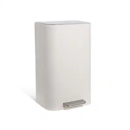 Front. GARVEE - 1 Pcs Trash Can, Stainless Steel Kitchen Garbage Bin with Slow-Close Lid - WHITE.