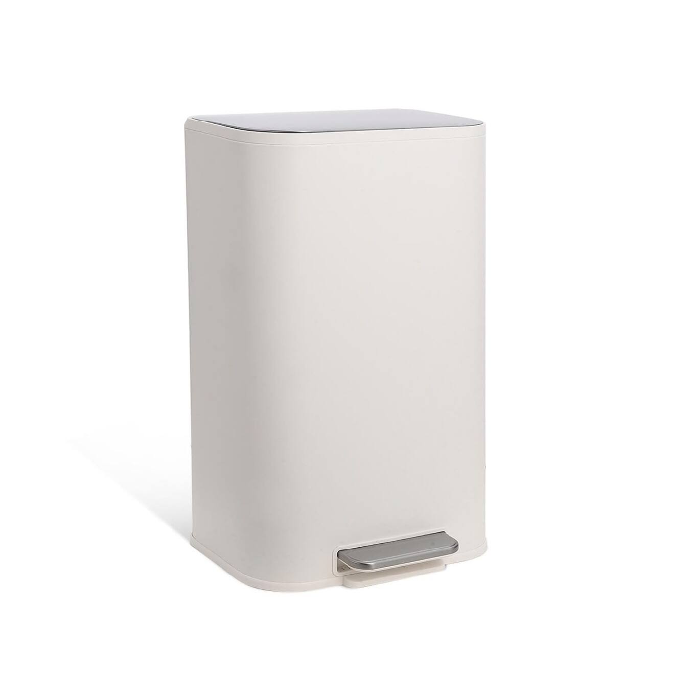 Front. GARVEE - 1 Pcs Trash Can, Stainless Steel Kitchen Garbage Bin with Slow-Close Lid - WHITE.