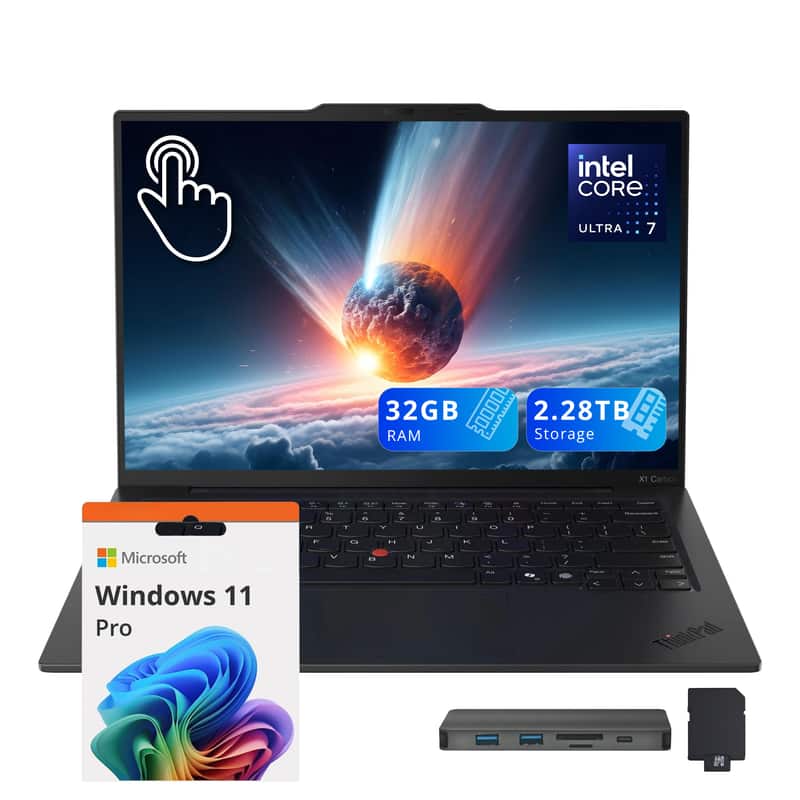 Lenovo - ThinkPad X1 14" WUXGA Touch Laptop,Ultra 7 255U,32GB RAM,2TB SSD+288GB Dock Set,Backlit Keyboard,Win 11 Pro - Black
