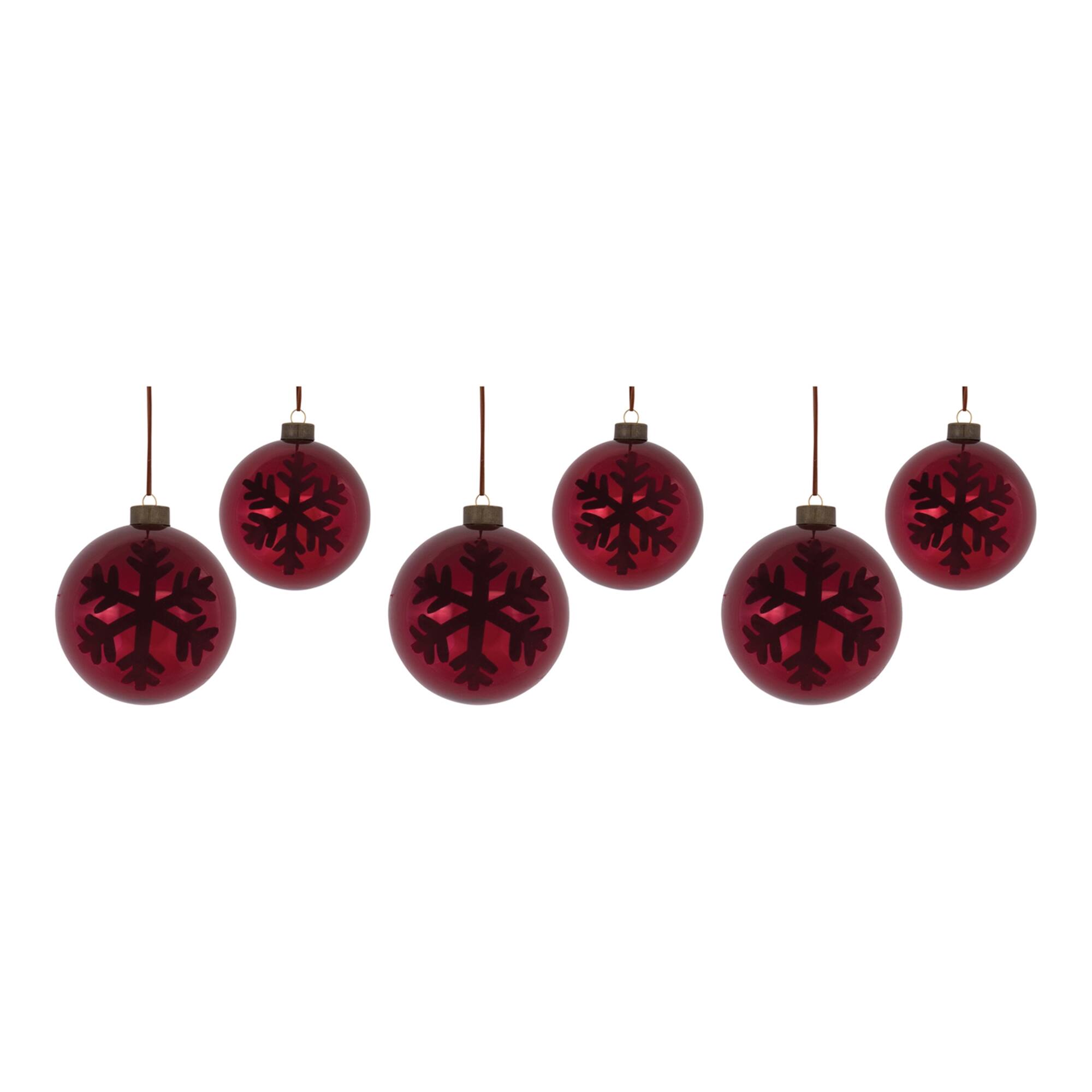 Alt View 2. BreeBe - Snowflake Ball Ornament (Set of 6) - Red.