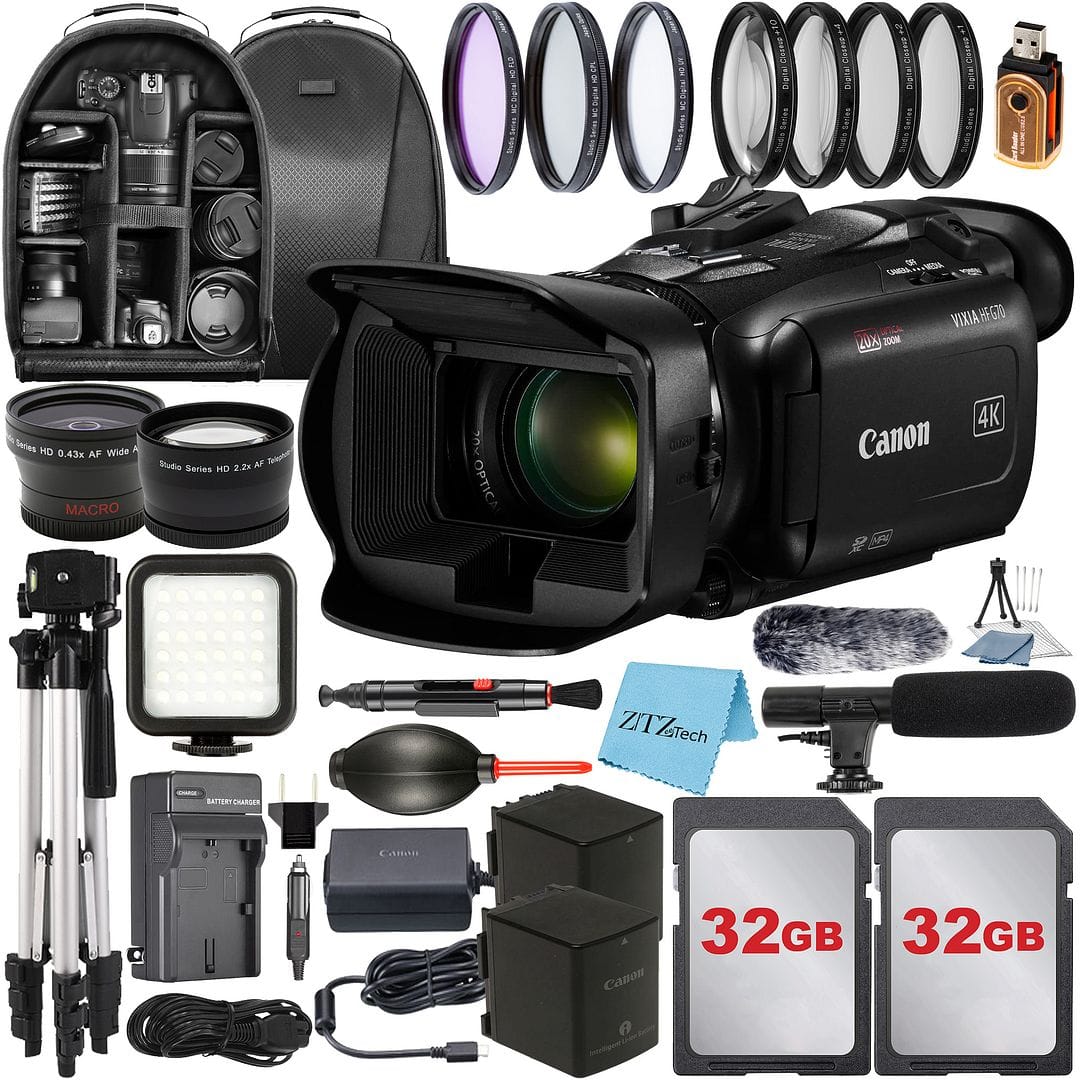 Bundle - Canon - Vixia HF G70 Camcorder + 2x 32GB Card + Backpack + LED Flash + Wide Angle + ZeeTech - Black price history on PriceWatchPro