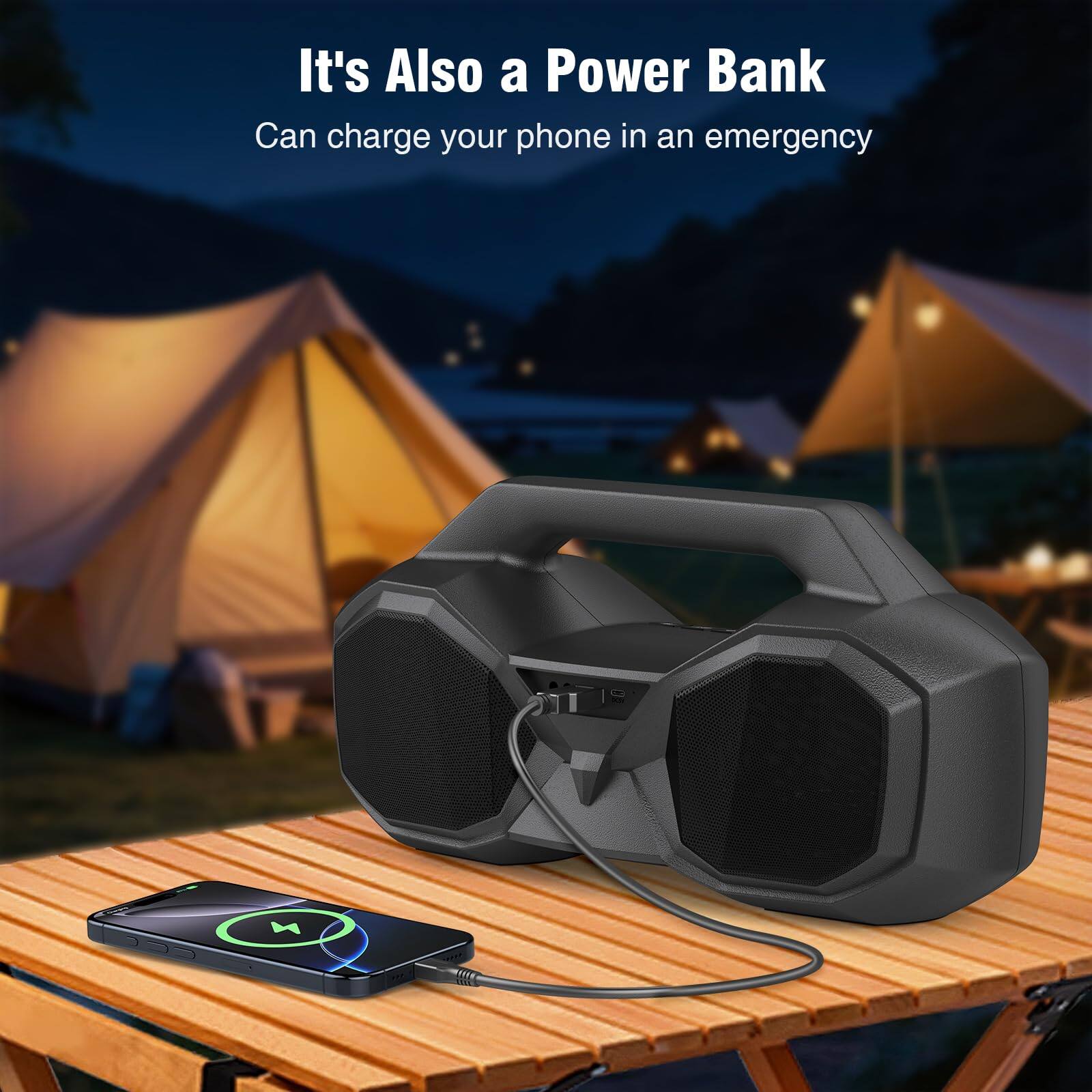 It's Also a Power Bank  
Can charge your phone in an emergency