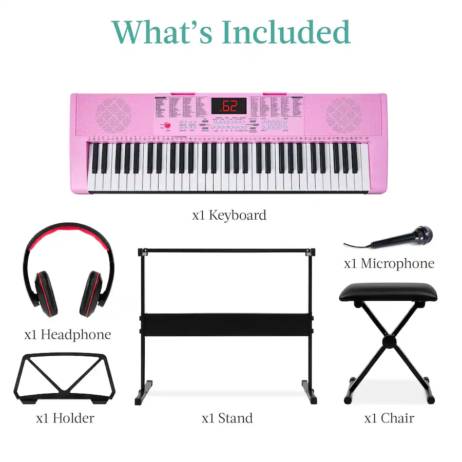 Best Choice Products 61 Key Beginners Electronic Keyboard Piano Set w ...