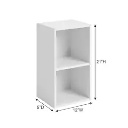 FurniFact - Wooden 2-Tier Open Shelf Closet Organizer for Multi-Purpose Storage - White