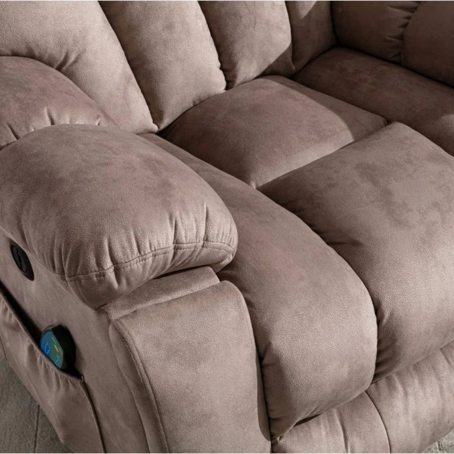 Alt View 11. Bestier - Bestier Light Brown Oversize Power Lift Recliner Chair with Massage and Heating - Light Brown.