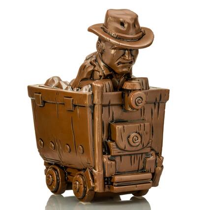 Front. ThinkGeek - Geeki Tikis Indiana Jones In Mine Cart Ceramic Mug | Holds 24 Ounces - Brown.