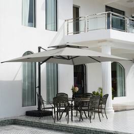 Mondawe - 10*13ft Patio Cantilever Umbrella Double Top Offset Umbrella with Base - Gray