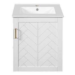 Boyel Living - 20 Inch Wall Mounted Bathroom Vanity with Side Cabinet Ceramic Sink - White