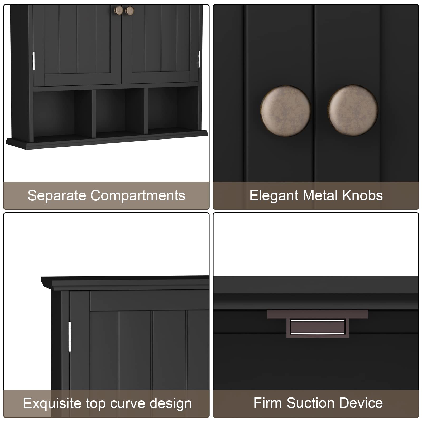 - Separate Compartments
- Elegant Metal Knobs
- Exquisite top curve design
- Firm Suction Device