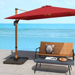Mondawe - 20 in Patio Offset Water Filled Plate Umbrella Base 4-Piece Stackable - Coffee