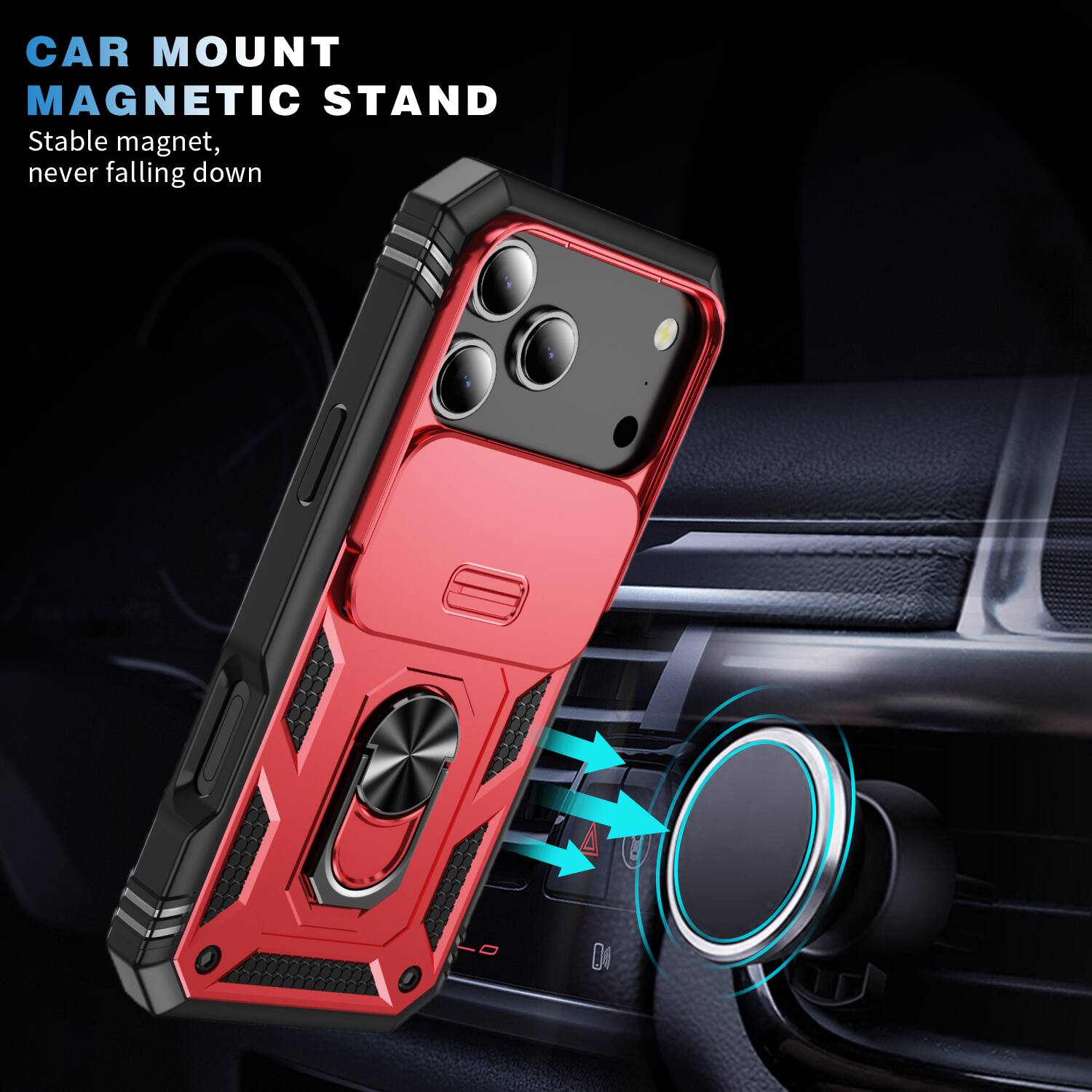 CAR MOUNT MAGNETIC STAND  
Stable magnet, never falling down