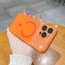 Dteck - Magnetic Matte Case for Apple iPhone 17 Pro Max,Built-In Camera Lens Cover, Slim Shockproof PC TPU Rugged Cover - Orange