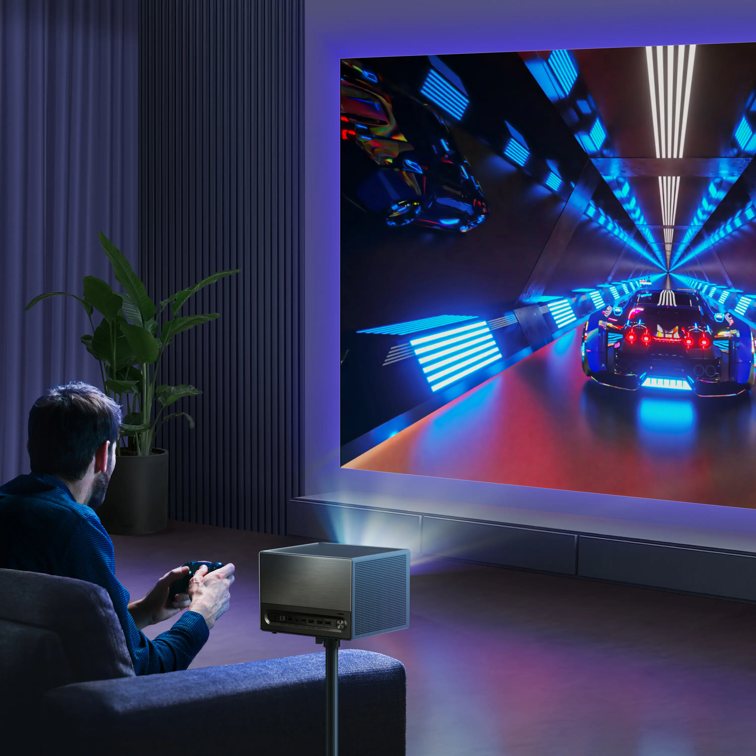 Alt View 15. Hisense - C1 Portable Laser Short Throw Mini Projector, Variable Screen Size  65"~300", 4K UHD, 1600 Lumens, Dolby Vision & Atmos - Prussian blue.