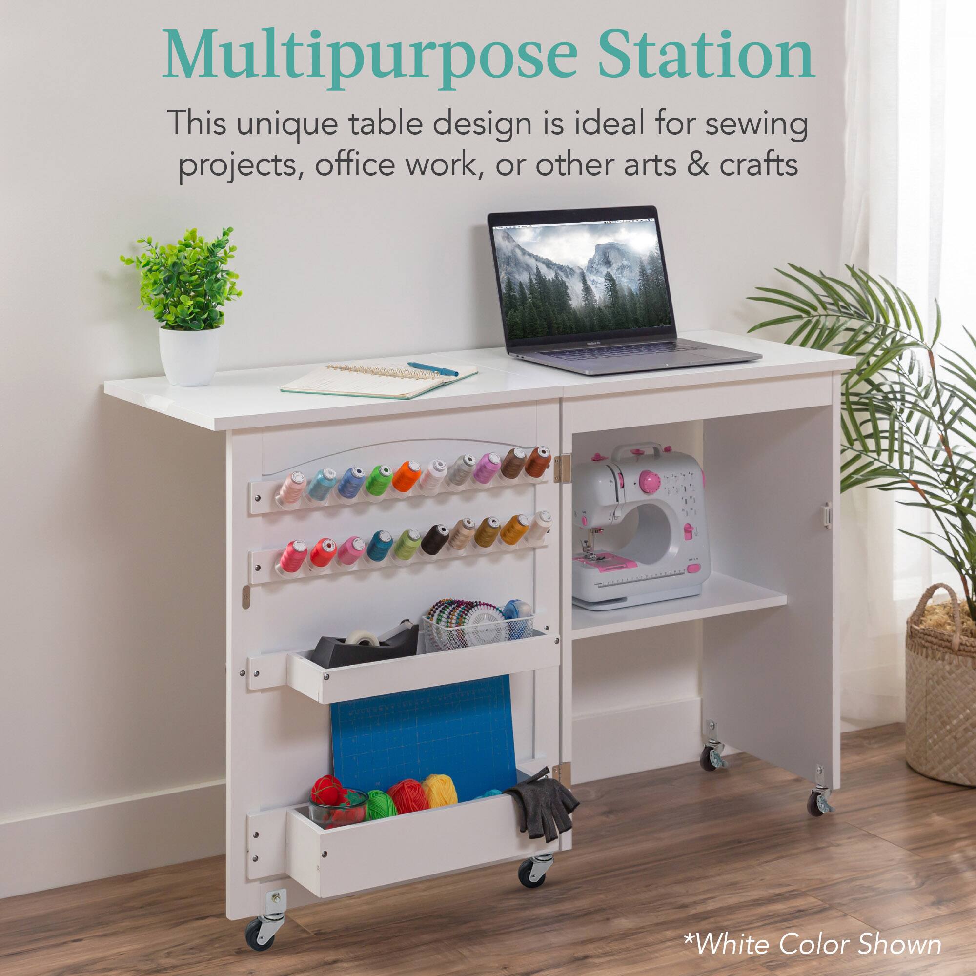 Multipurpose Station

This unique table design is ideal for sewing projects, office work, or other arts & crafts.

*White Color Shown