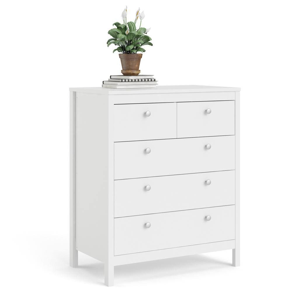 Alt View 4. Tvilum - Madrid 5 Drawer Chest - White.