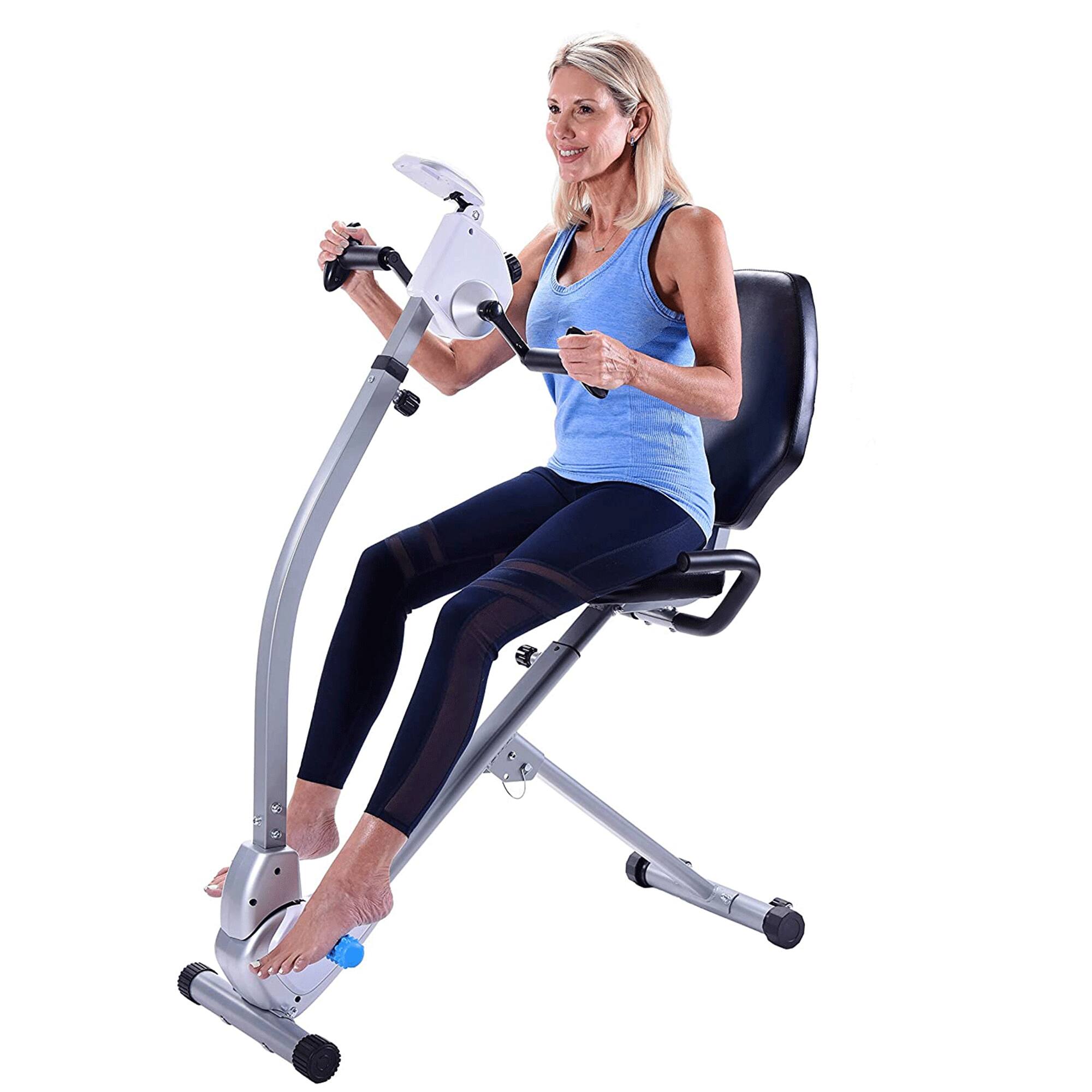 Alt View 3. Stamina Products - Stamina Upright Seated Indoor Cardio Exercise Bike w/ Upper Body Exerciser, Gray - Gray.