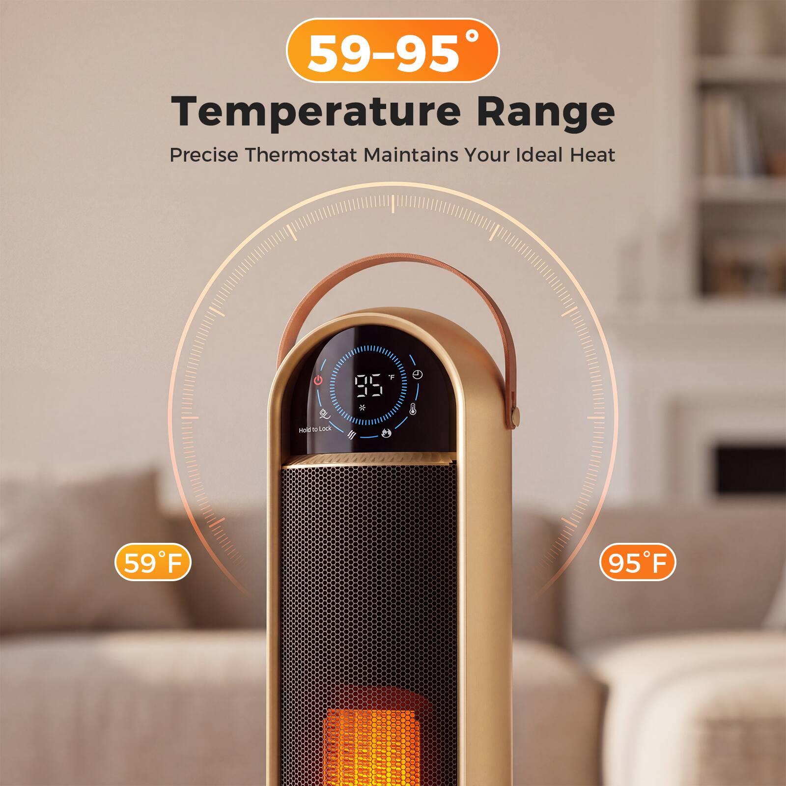 Sweetcrispy Ceramic Tower Space Heater for Indoor Use, 60° Oscillation ...