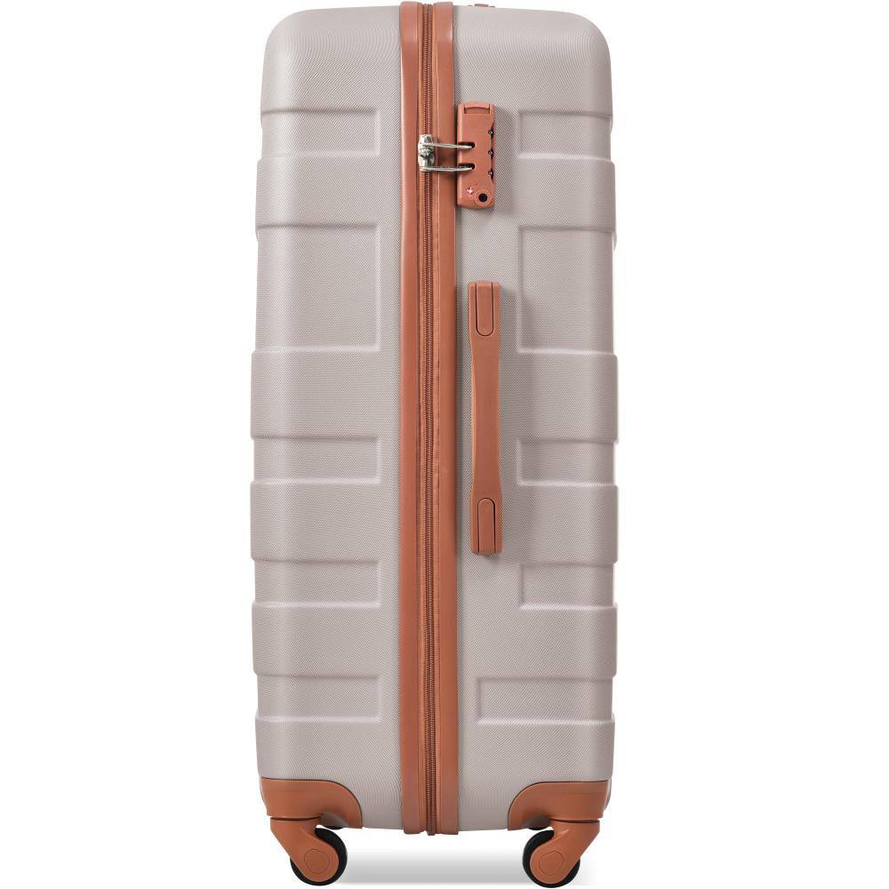Alt View 4. BreeBe - ABS Hardshell 3 Piece Luggage Set with TSA Lock, Lightweight Durable Suitcase 20'' 24'' 28'' Spinner Wheels - Light Brown.