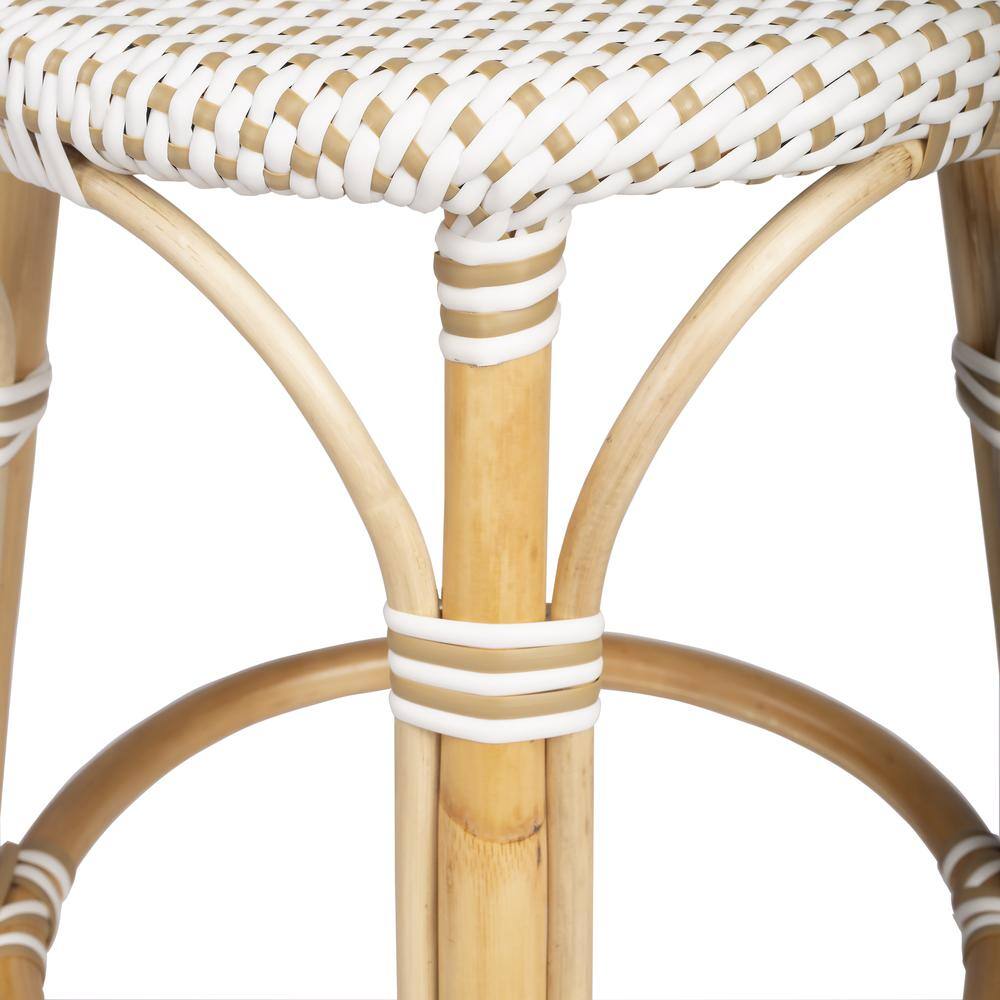 Alt View 8. Butler Specialty - Tobias Rattan Round 24" Counter Stool - White And Tan Dot.
