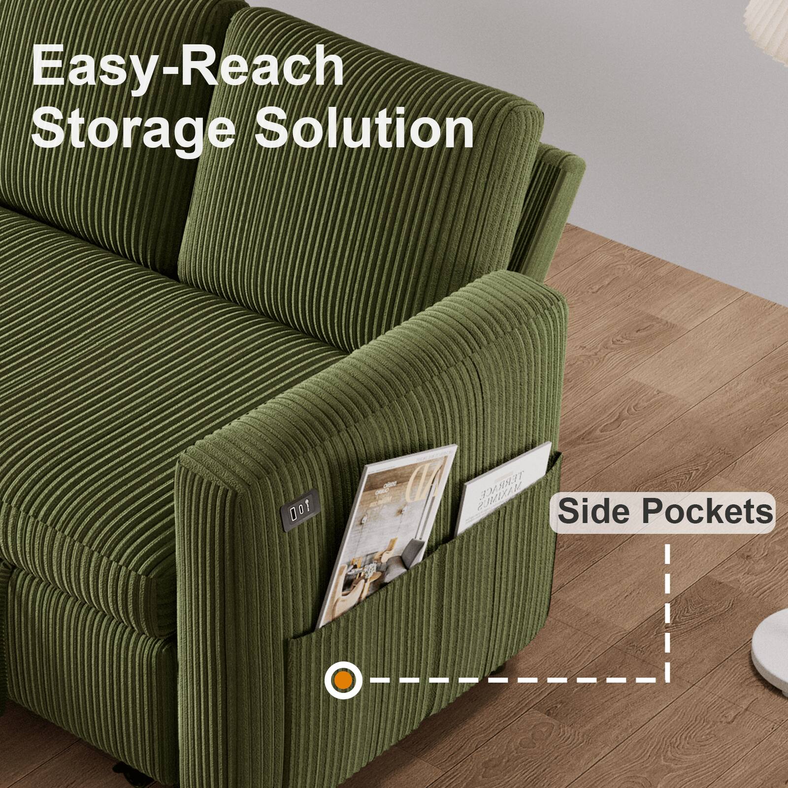 Easy-Reach Storage Solution  
Side Pockets