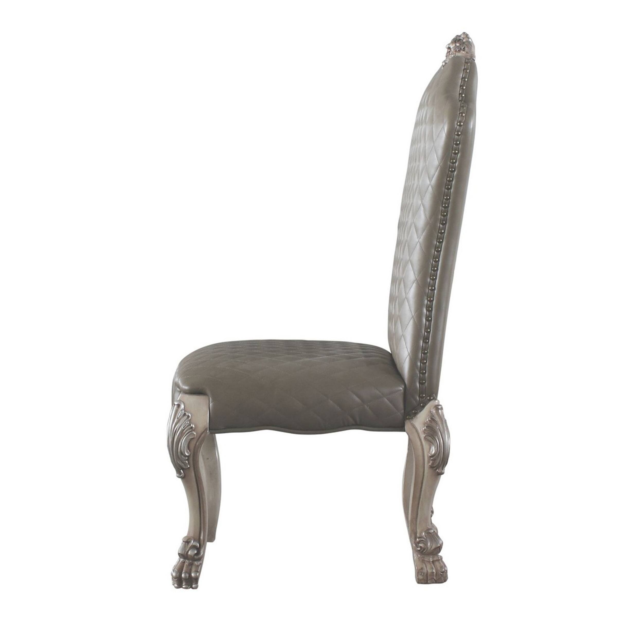 Alt View 2. Manhattan Lane - Leatherette Side Chair with High Back and Claw Legs, Set of 2 - White.