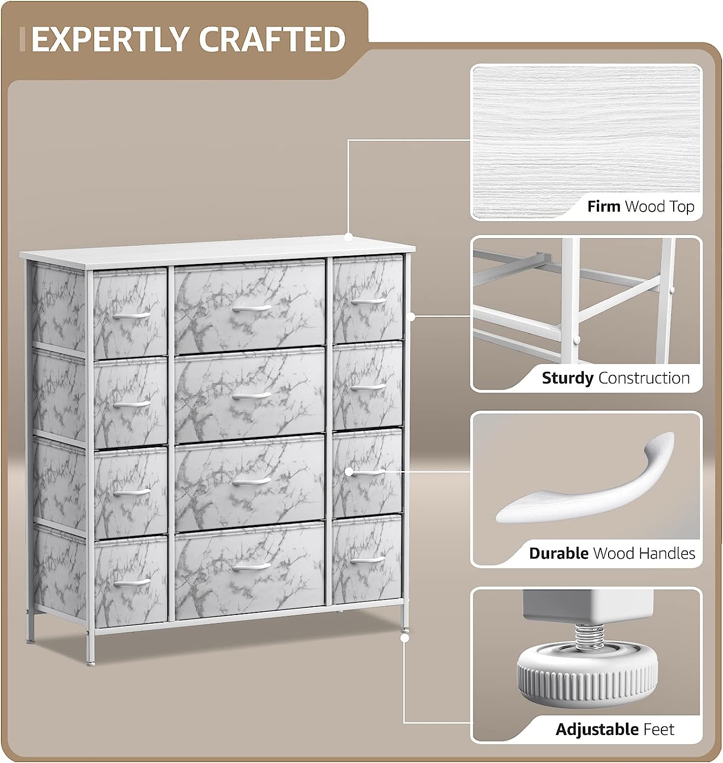 EXPERTLY CRAFTED

- Firm Wood Top
- Sturdy Construction
- Durable Wood Handles
- Adjustable Feet