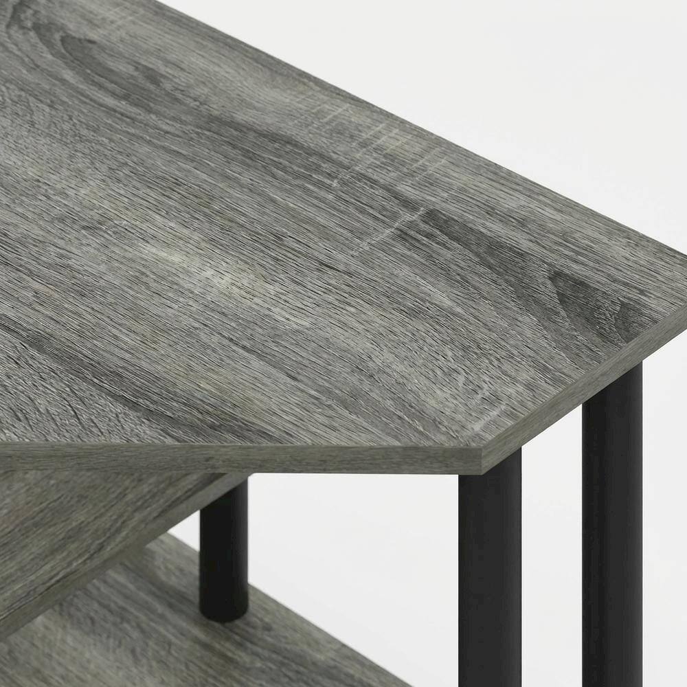 Alt View 1. BisonOffice - Gray Corner Desk With Shelves, Modern Ergonomic Design For Office Spaces - French Oak Grey/Black.