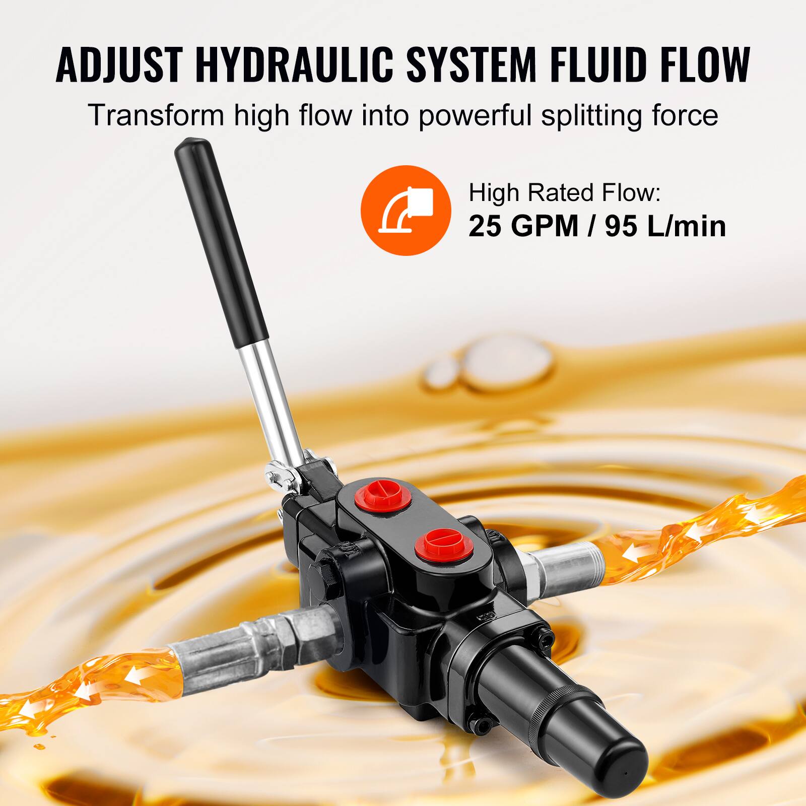 ADJUST HYDRAULIC SYSTEM FLUID FLOW  
Transform high flow into powerful splitting force  
High Rated Flow: 25 GPM / 95 L/min