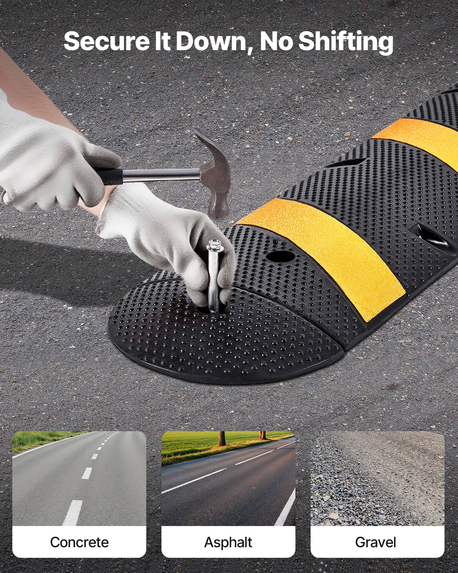 Secure It Down, No Shifting

Concrete  
Asphalt  
Gravel