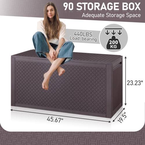 90 STORAGE BOX  
Adequate Storage Space  
440LBS Load-bearing  
200 KG  
23.23" x 45.67" x 19.5"
